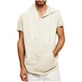 thumbnail image 1 of Pantalones para Hombres Cortos Casual Sólido Manga Corta Blusa con Capucha, Top de Bolsillo con Ajuste Suelto para Uso Al Aire Libre Y Diario, Tela de Poliéster, 1 of 9