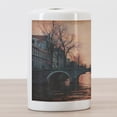 thumbnail image 3 of Landscape Ceramic Toothbrush Holder, Evening in Amsterdam Netherlands Scandinavian Aurora Borealis River Bridge Image, Versatile Countertop for Bathroom, 4.5" X 2.7", Pink Grey, by Ambesonne, 3 of 4
