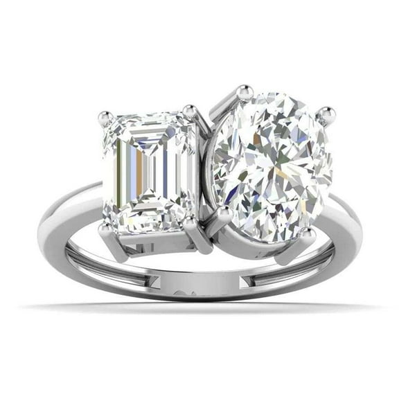 Jewelerix 2 CT Oval Cut Ring 14K Gold Plated Moissanite Diamond Engagement Ring Emerald Classic Birthday Gift for Sister