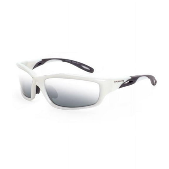 Crossfire Infinity Safety Glasses with Pearl White Frame and Silver Mirror Lens