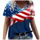 thumbnail image 2 of Fiudx Tops para Mujer Camiseta de Manga Corta con Cuello En V Estampada para El Día de La Independencia Informal a La Moda para Mujer, 2 of 4