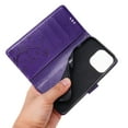 thumbnail image 3 of Designed for iPhone 14 Case, Wrist Strap Flip Kickstand PU Leather Wallet Case Cash Card Slots Holder, Protective Shockproof Pattern Women Cover for iPhone 14, Purple, 3 of 4