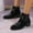 Black, variant on YOUSNH Round Toe Square Heel Retro Women's Short Boots Western Denim Elastic Mouth Boots Womens Boots Brown 9