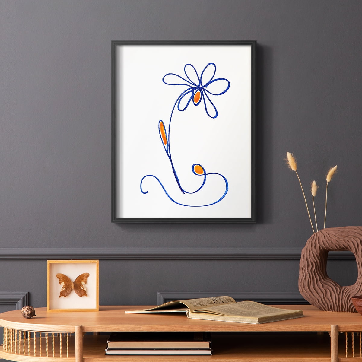 Wobbly Blooms II Framed Print - Solid Wood in Single Picture Frame Solid Wood 2 Framed Print