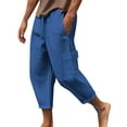 thumbnail image 1 of Mens Loose Fallow Drawstring Elastic Waist Multi-Pocket Casual Crgo Pants, 1 of 1