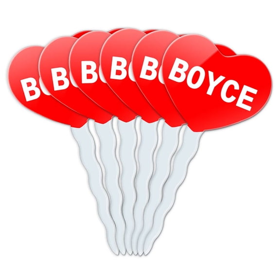 Boyce Heart Love Cupcake Picks Toppers - Set of 6