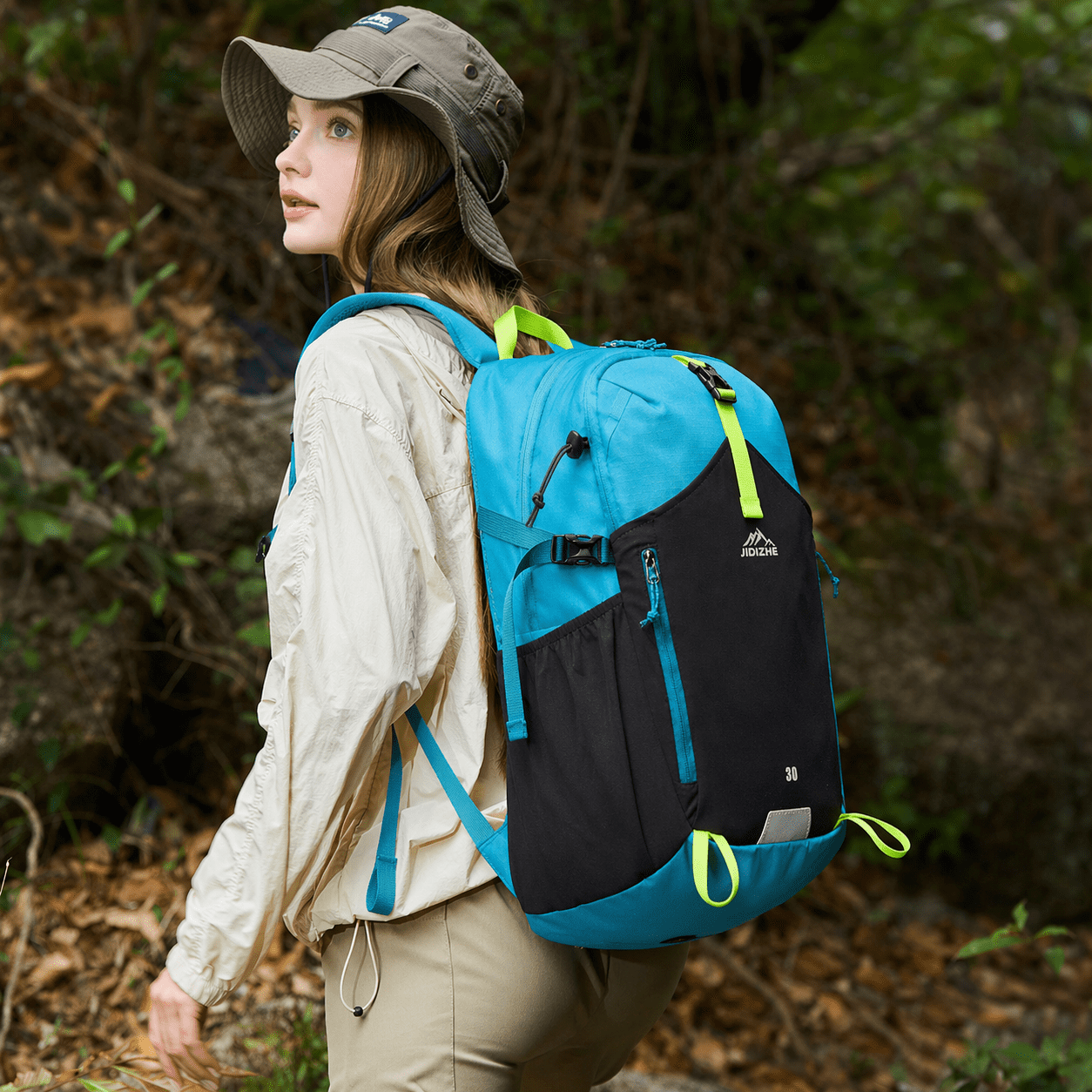 JIDIZHE 30L Polar Explorer Hiking Backpack, Lightweight Water-Resistant Outdoor Travel Backpack for Men & Women, Lake Blue