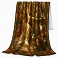 thumbnail image 2 of Golden Haired Maiden in Enchanted Garden, Vintage Medieval Cottage Scene with Flowers for Fantasy Readers, Birthday Gift, Soft Flannel Blanket for Bedroom, Storybook Home Decor, 2 of 9