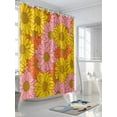 thumbnail image 3 of Shower Curtains Floral Bath Curtain Yellow Pink Orange Waterproof Bathroom Shower Curtain Set with Hooks Decoration 72 x 84 Inches, 3 of 7