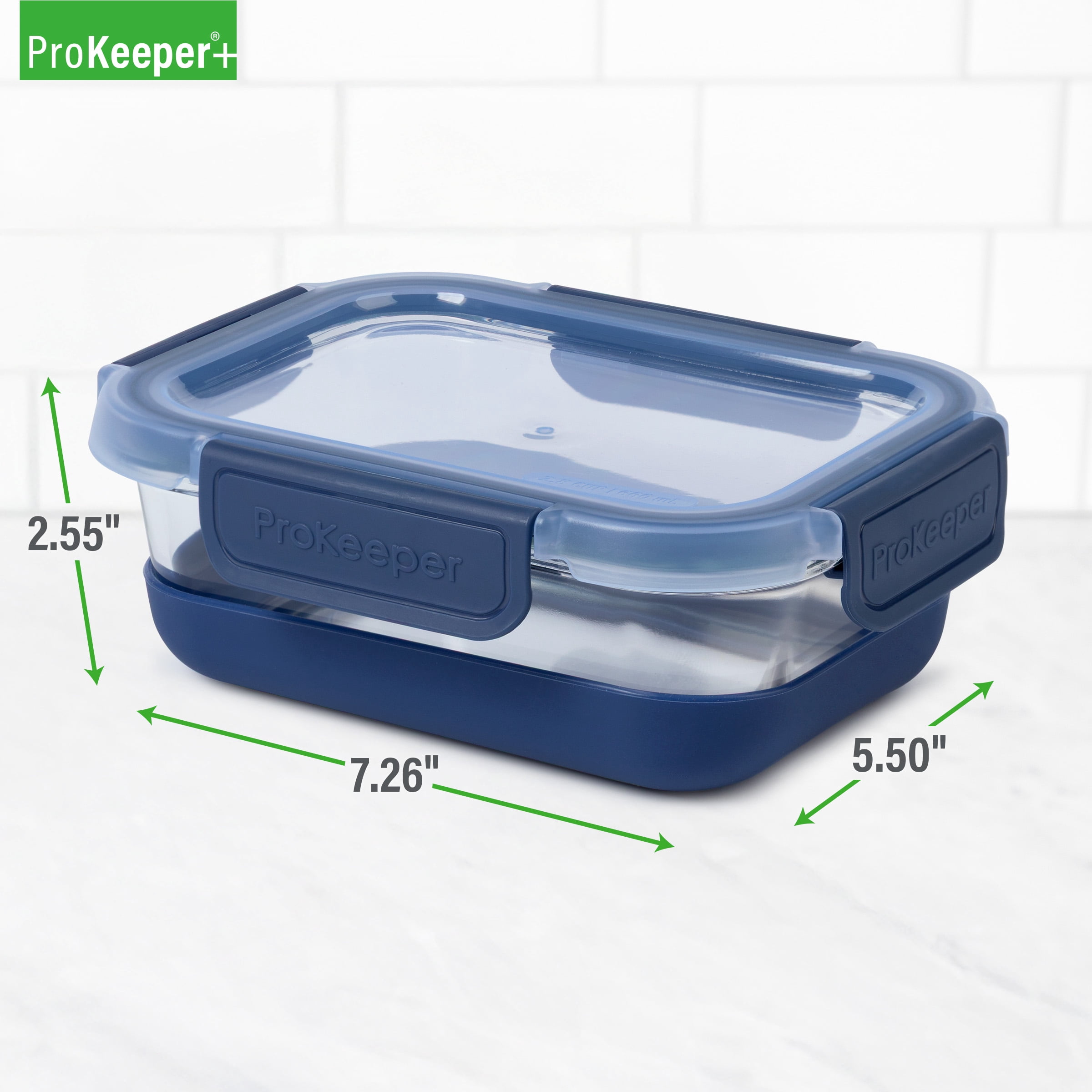 (2 pack) Prokeeper+ 2.8 Cup Glass Food Storage Container with Silicone Base, Well Suited to Refrigerator Organization