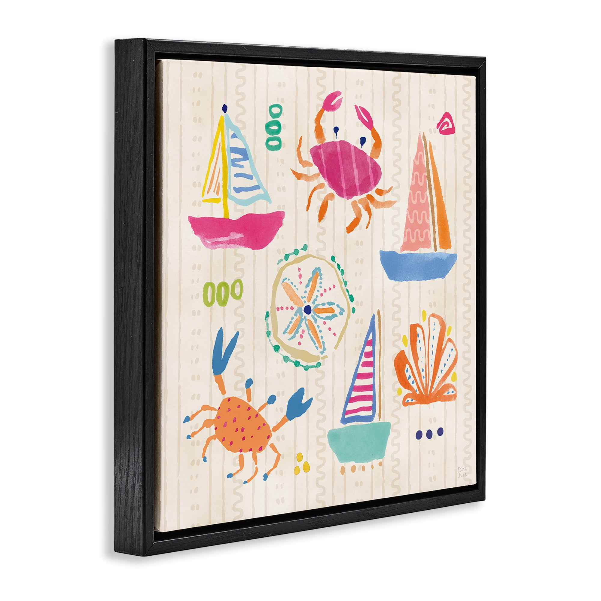 Stupell Industries Nautical Fine In The Sunshine Black Framed Floater Canvas Wall Art, design by Dina June