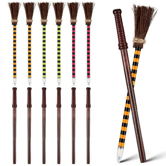 12x Wand Pencils Set Halloween Witch Broom Wizard Party Favors Theme Birthday Goody Bag Filler