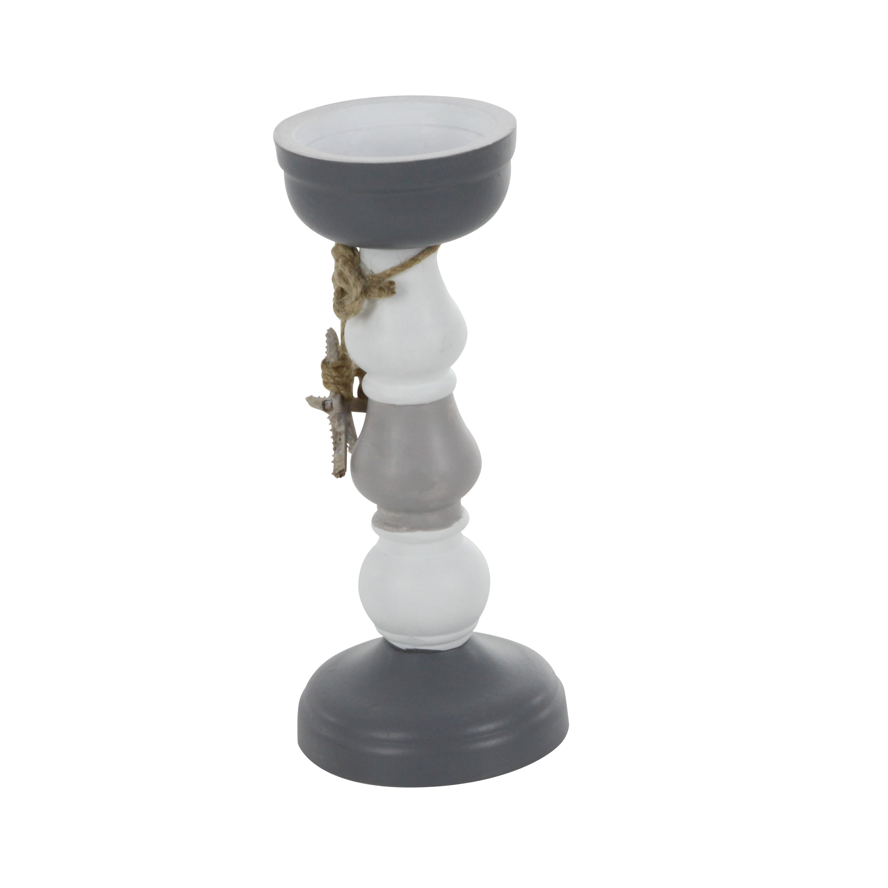 DecMode 10", 12"H Candlestick, Grey, 2 - Pieces