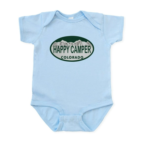 CafePress - Happy Camper Colo License Plate Infant Bodysuit - Baby Light Bodysuit, Size Newborn - 24 Months