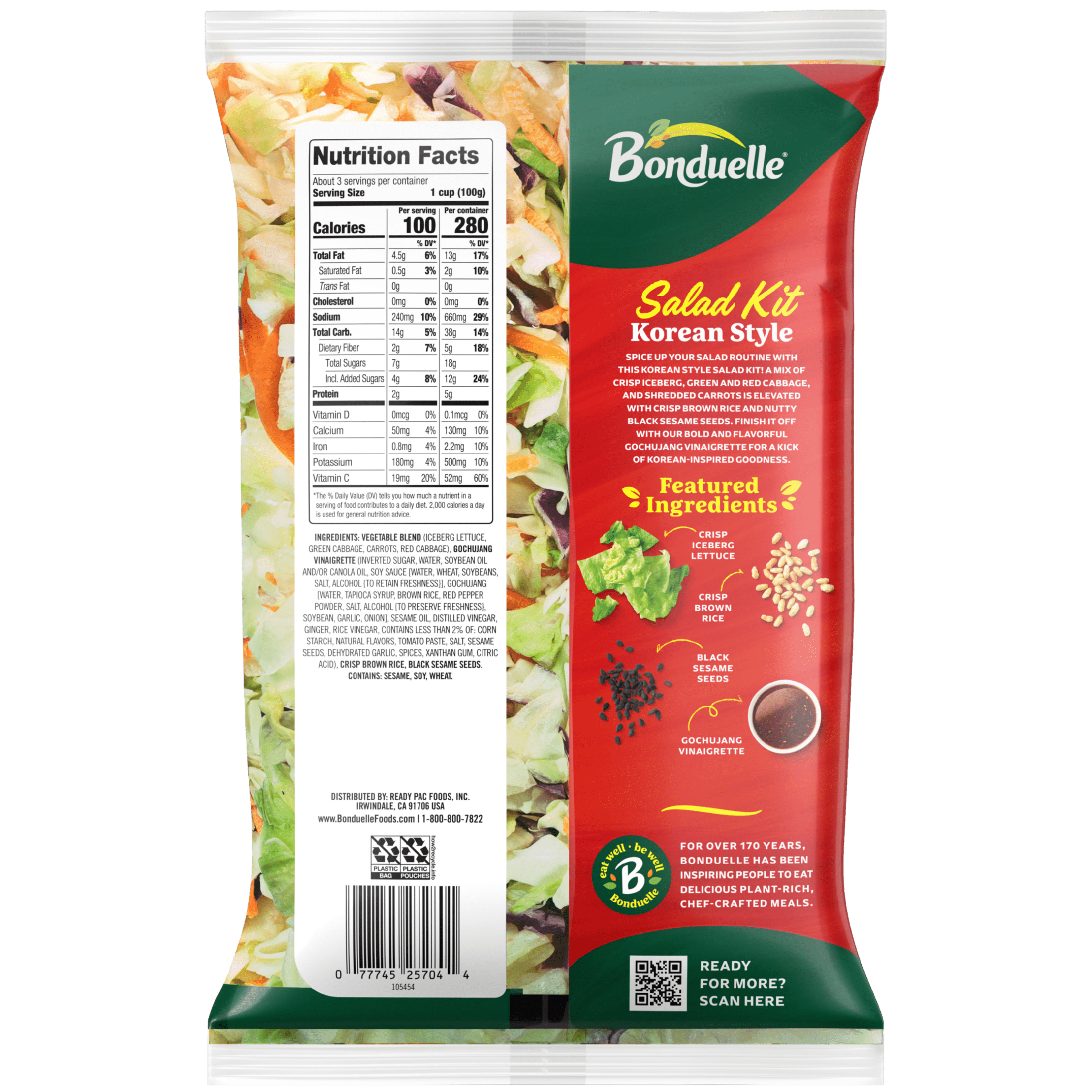 Bonduelle Korean Style Salad Kit, 10 oz Bag, Fresh