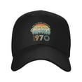 thumbnail image 2 of Printed 1970 vintage retro 70s Baseball Cap Adjustable Cotton Athletic Dad Hat Trucker Hats for Men Women Girl Youth Unisex Adult Sports Cap,Black, 2 of 8