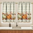 thumbnail image 3 of Fall Thanksgiving Kitchen Curtains Valances and Tiers 3 Piece Set,Orange,White,Green,Pumpkin & Maple Leaf Cute Farmhouse Rod Pocket Kitchen Cafe Curtain over Sink Window for Autumn Decor 36 Inch, 3 of 6