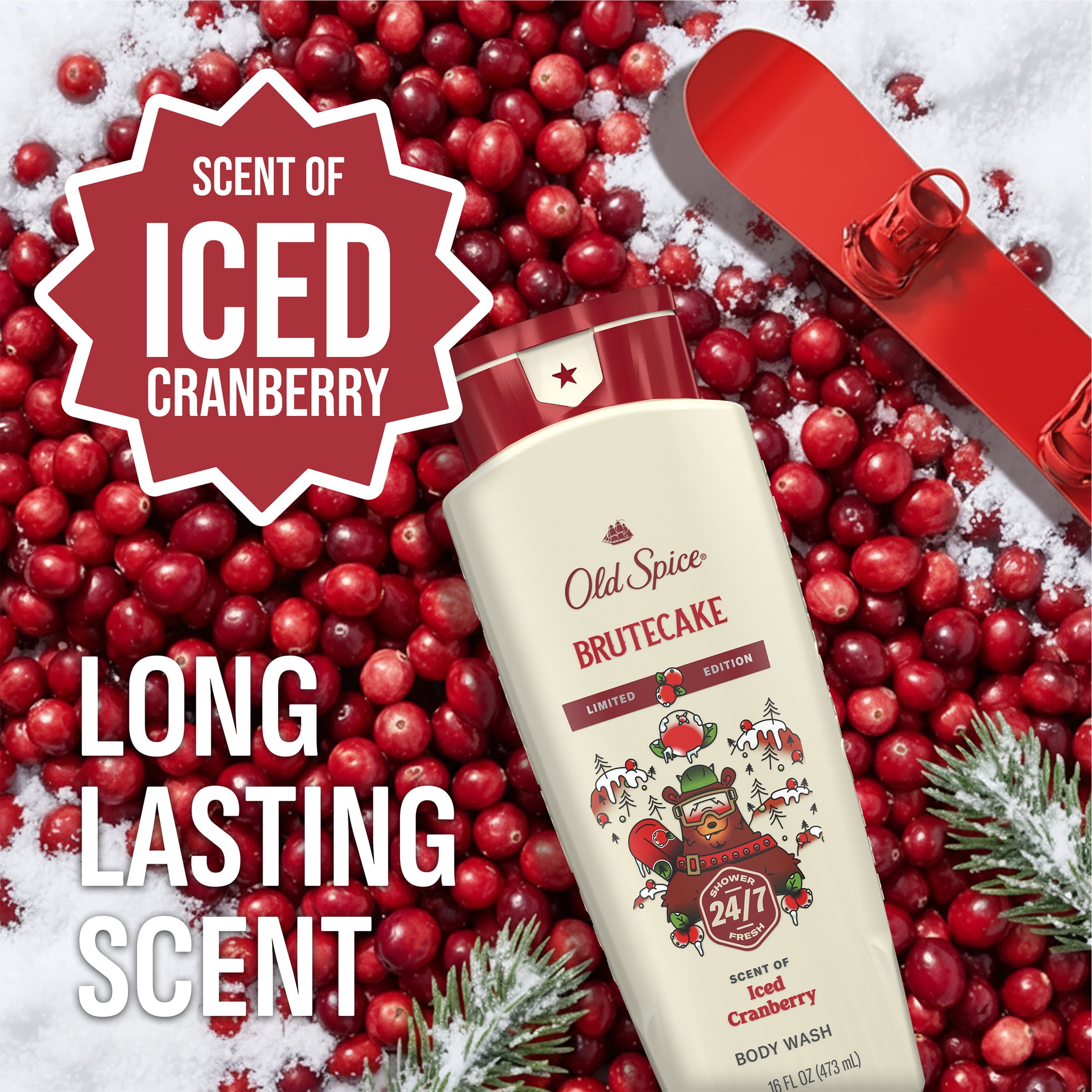 Old Spice Men's Body Wash, BruteCake, Scent of Iced Cranberry, Long Lasting, Cleanse & Refresh, 16 fl oz