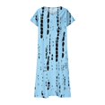 thumbnail image 4 of Women's Retro Floral Print V Neck Short Sleeve Midi Dress Loose Fit Flowy Beach Dress Comfy Summer Dress for Vacation and Casual Wear, Size S-2XL, 4 of 5