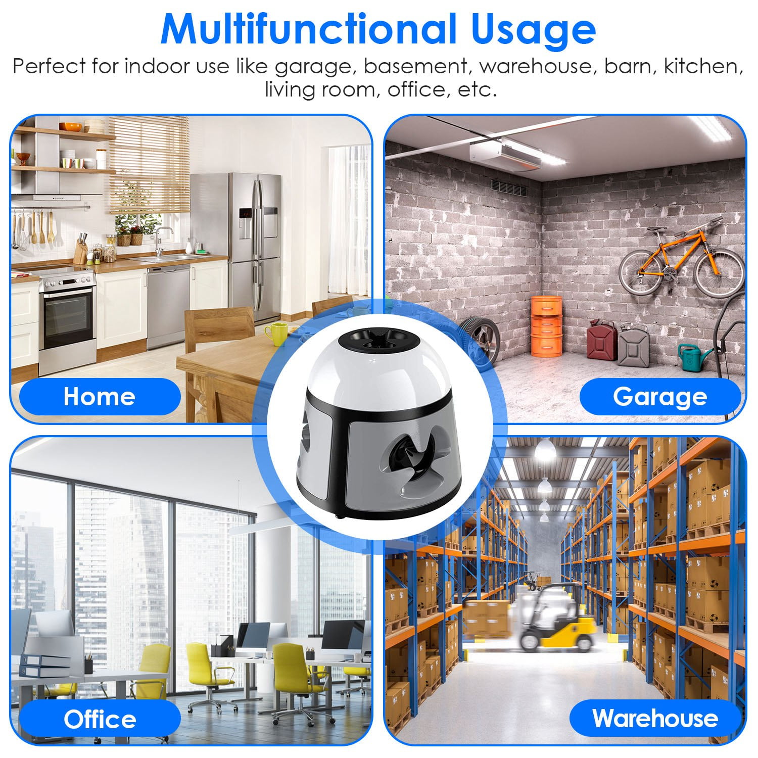 Imountek 360° Ultrasonic Mice Repellent 4 Modes 9 LED Strobe Lights Alarm Horn Indoor Pest Control for Kitchen Garage Warehouse