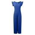 thumbnail image 4 of SRZYMJ Formal Jumpsuit for Women Stylish Women's Lace Up Front Ruffle Detail Wide Leg Jumpsuit for Everyday Casual Wear Comfortable Flowy Trousers with, 4 of 5
