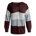 thumbnail image 4 of Blusa de suéter de color sólido con cremallera de manga larga con cuello en V clásico para mujer Pompotops  gfhjh5369, 4 of 6
