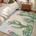 thumbnail image 5 of Summer Cactus Washable Area Rugs 2.7'x5', Pink Flower Tropical Plants Sunset Watercolor Low Pile Throw Living Room Rug Non-Slip Sturdy Edge Binding Carpet for Indoor Entryway Bedside Kitchen, 5 of 9