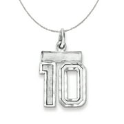 Silver, Varsity Collection, Small D/C Number 10 Necklace - 24 In