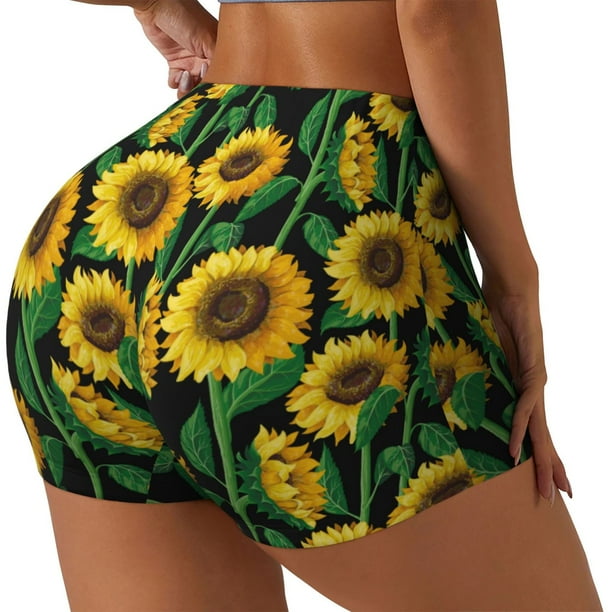 Fotbe Sunflower 1 Shorts Sin Costuras – Shorts Deportivos de Cintura Alta para Mujer, Elásticos para Gimnasio, Yoga, Running o Ciclismo-XX-Large