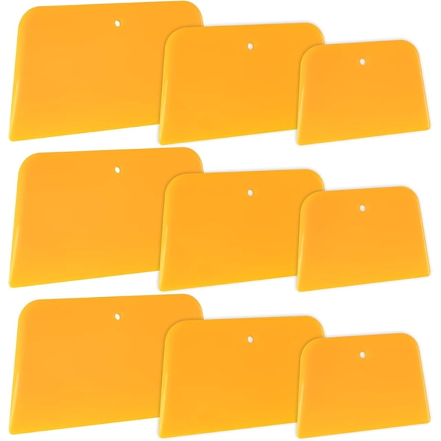 Auto Body Filler Applicators, 9-Pack Reusable Plastic Applicator Tools for Auto Body Applications, Fillers, Glazes, Caulks, and Repairs.,Yellow