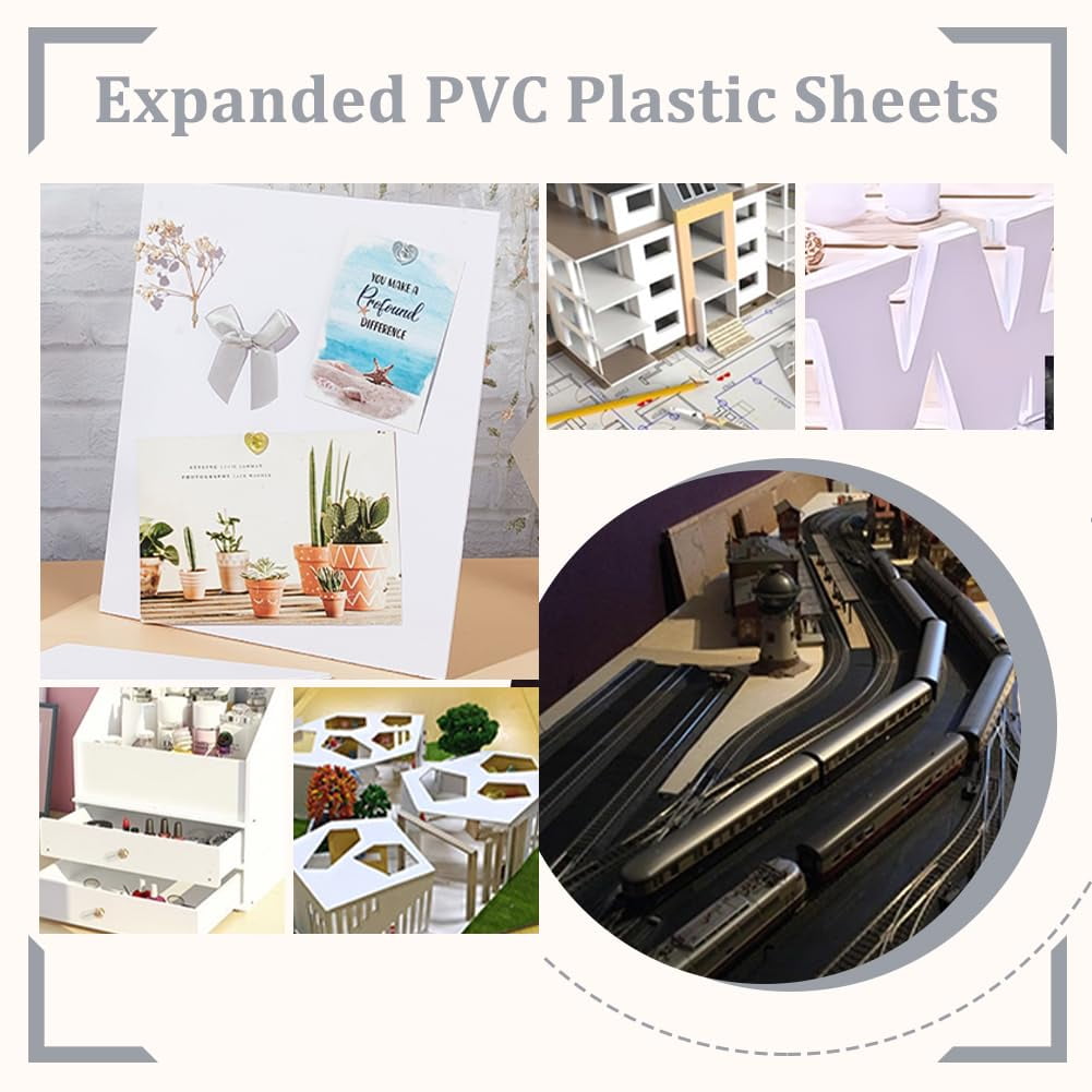 1set 6pcs 4 styles Rectangle PVC Foam Board Craft Foam White 299~300x199~199.5x3~9mm