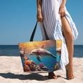 thumbnail image 4 of Yiaed Underwater Plant Dolphin Print Large Capacity Beach Travel Bag - Waterproof Zipper Vacation Tote for Sandproof Storage, and Camping, 4 of 5