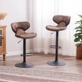 thumbnail image 6 of EBQOSK Weathered Upholstery Airlift Adjustable Swivel Barstool with Chrome Base, Set of 2 Brown, 6 of 7