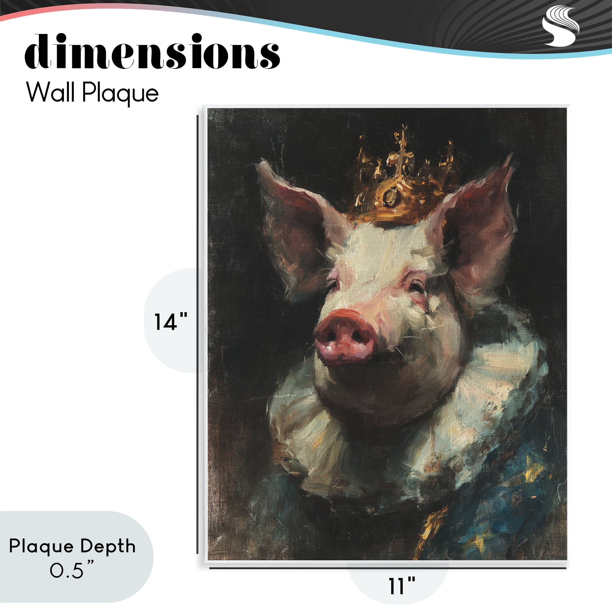 Stupell Industries Crowned Imperial Pig Wall Plaque Art, design by Svetlana Aleynikova
