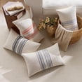 thumbnail image 6 of Striped Linen Textured Throw Pillow Covers 12x20 Inch Set of 2,Boho Decorative Cushion Covers, Neutral Gray Accent Pillowcases for Couch, Sofa, Bed Farmhouse & Modern Living Room Decor, 6 of 7