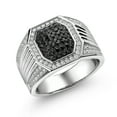 thumbnail image 3 of Gem Stone King 1.68 Cttw Black Spinel and White Moissanite Ring for Men | 925 Sterling Silver | Gemstone Birthstone| Size 10, 3 of 4
