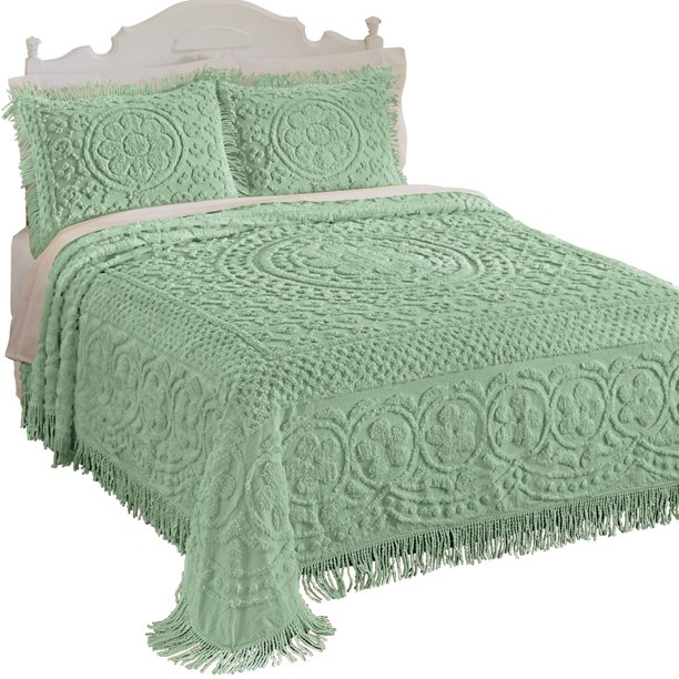Calista Chenille Lightweight Bedspread with Fringe Border