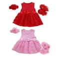 thumbnail image 4 of WIBACKER Newborn Baby Girls Flowers Dress Sets Infant Tutu Dresses Party Outfits + Headband + Shoes, 4 of 8