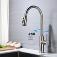 thumbnail image 2 of Robinet de Cuisine Tactile Commercial Moderne avec Tête de Jet Extractible, Robinet d'Évier à une Poignée avec Vaporisateur Rétractable Pivotant à 360 Degrés (avec Plaque de Robinet), Acier Inoxydable Nickel Brossé, 2 of 9