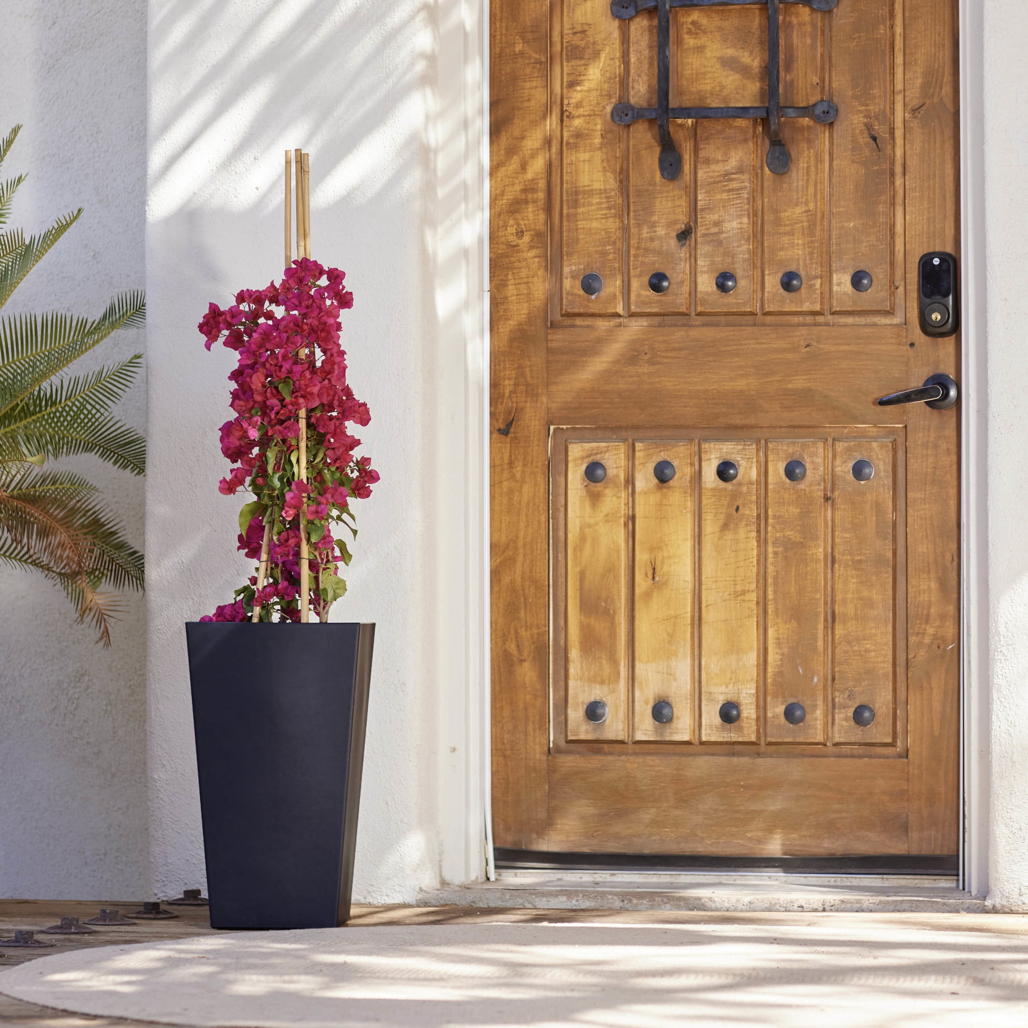 Bloem Finley 20" Tall Tapered Recycled Plastic Planter, Indoor/Outdoor, Black