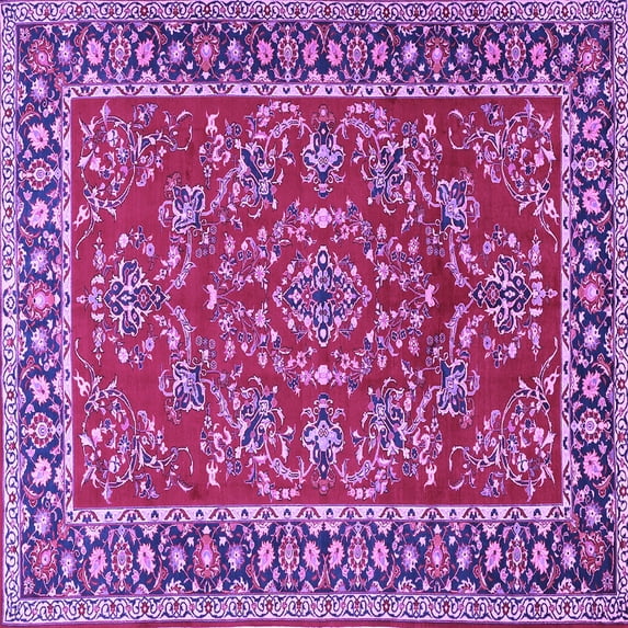 Ahgly Company Indoor Square Persian Purple Traditional Area Rugs, 7' Square