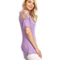 thumbnail image 6 of Made by Johnny Women's Loose Short Sleeve Strappy Cold Shoulder Top S LILAC, 6 of 6