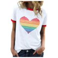thumbnail image 3 of Womens Tshirt Rainbow Printed Short Sleeve T Shirt Top Womens Tees Yellow M, 3 of 5