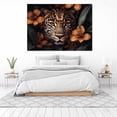 thumbnail image 4 of Mudket Framed Leopard with Orange Flowers Canvas Wall Art, Dark Jungle Leopard Print Wall Decor for Office, Trendy Animal Wall Art, Ready to Hang - 12"L x 8"W, 4 of 10