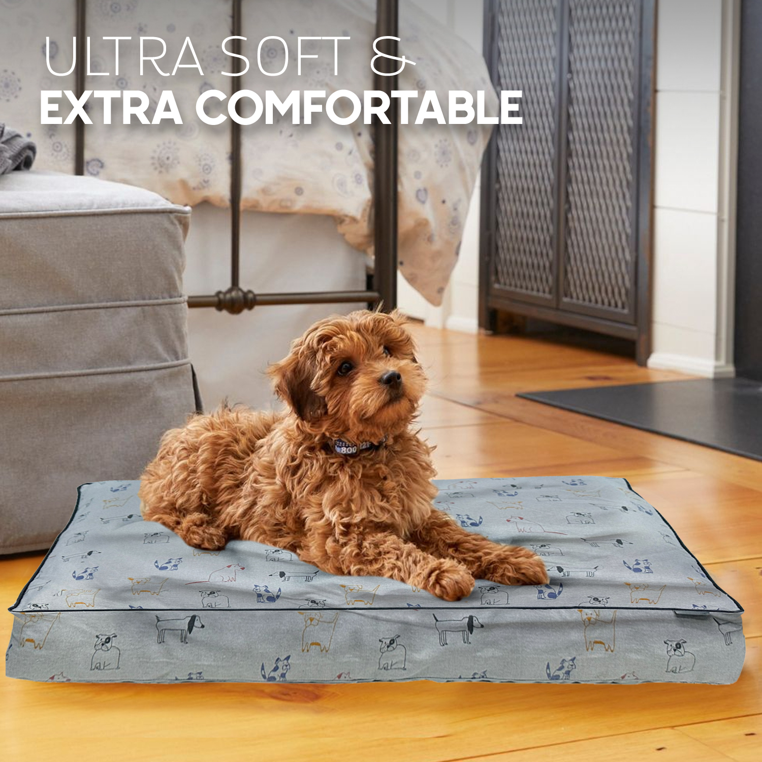 Paws and Décor Taupe Plaid Comfort Dog Bed, Elegant, Soft, and Durable Pet Bed for Dogs, High-Quality, Orthopedic Sleeping Pad with Fashionable Design