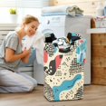 thumbnail image 5 of Yayeee Freestanding Laundry Hamper with Handle Collapsible Large Storage Basket for Clothes, Blue Retro Print, 5 of 7