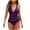 Purple-4, variant on Women's Solid Color One-piece Swimsuit Backless Strappy Tankini Camisole Waist Cinching Swimwear With Bra Padded for Pool Party Vacation Black-4 XXL