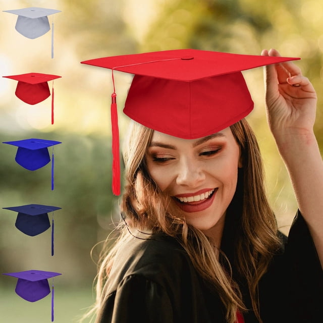 Gorra de graduación | Gorro de graduación para adultos unisex | Flecos incluidos, talla única para la mayoría, borla ajustable, tela de poliéster | Multicolor | 9,84 x 9,84 pulgadas