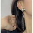 thumbnail image 4 of Clip on silver chain hammered heart earrings w/purple and clear stones, 4 of 4