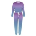 thumbnail image 4 of Inleife Womens Loose Two-Piece Sets Solid Long Sleeve Tops Casual Pants Sweatsuit, 4 of 5